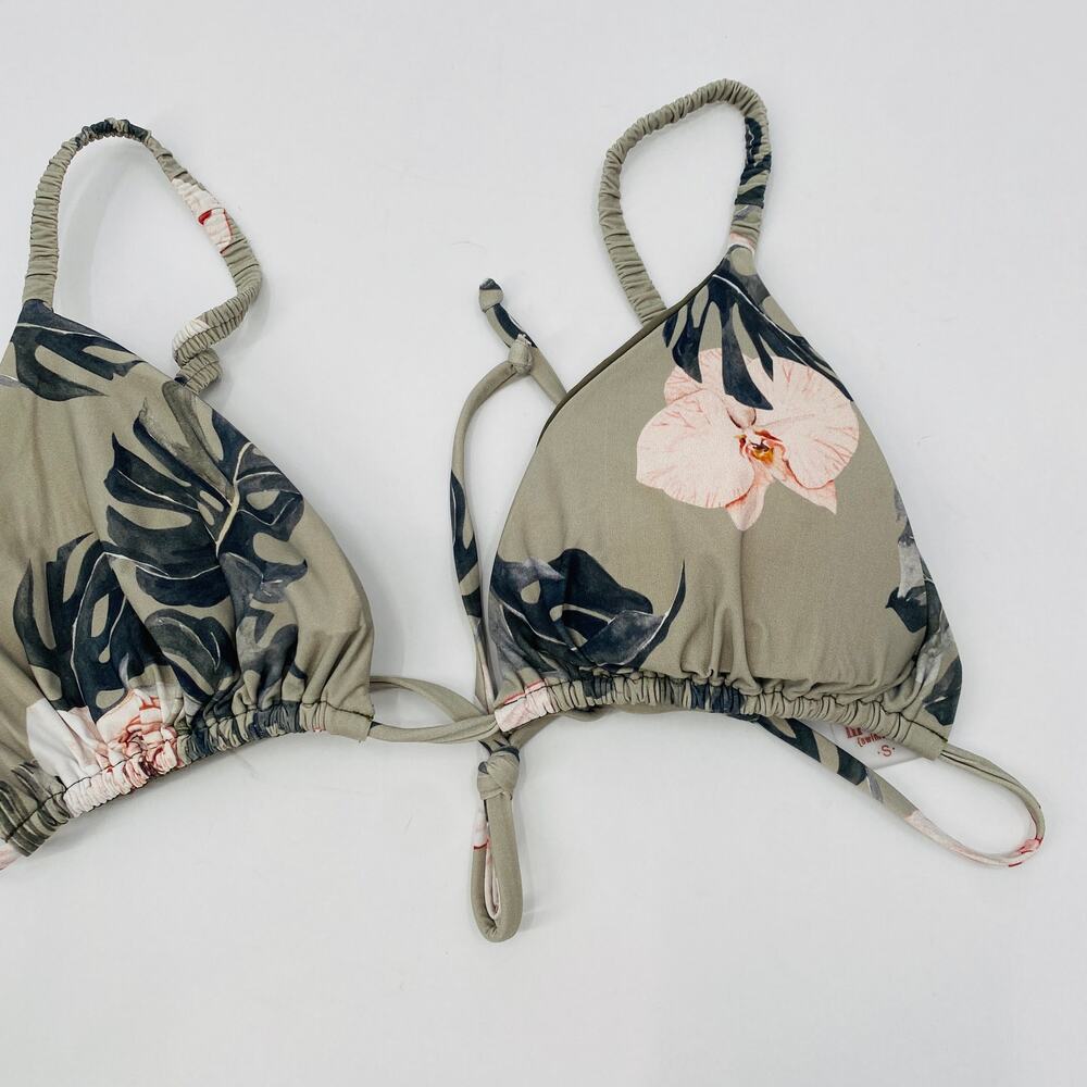 Malai green reversible floral bikini top